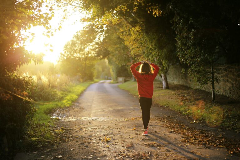 Woman along road